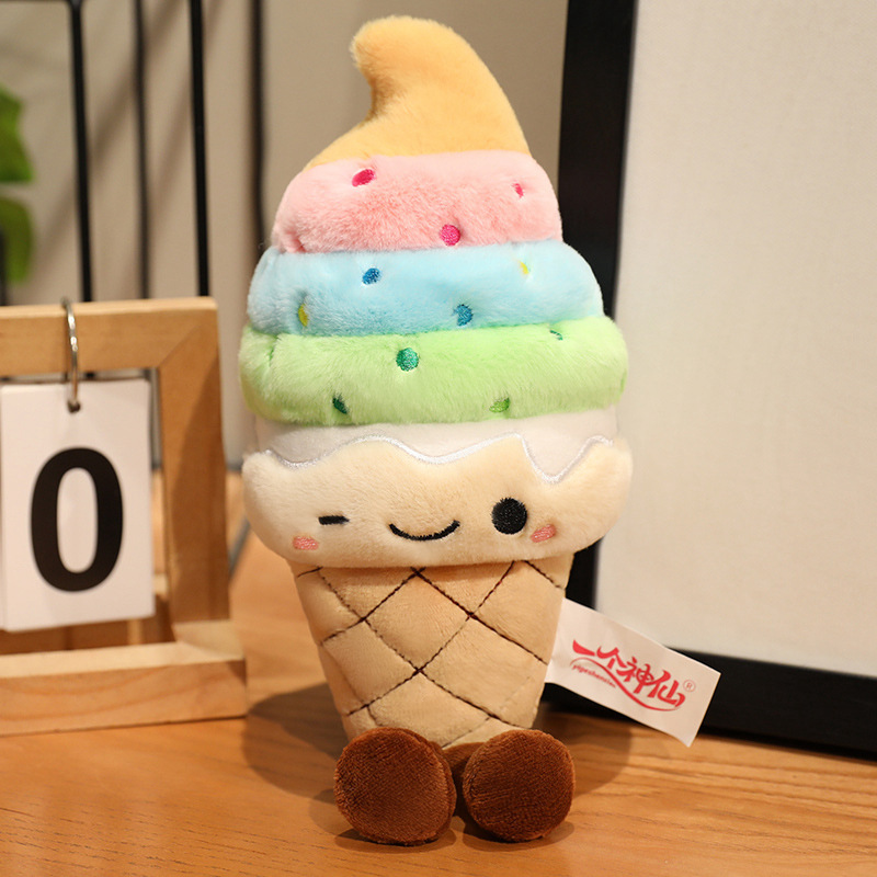 国境を越えた新しいアイスクリームぬいぐるみ、かわいいコーンケーキ人形、子供の誕生日プレゼント人形、卸売|undefined