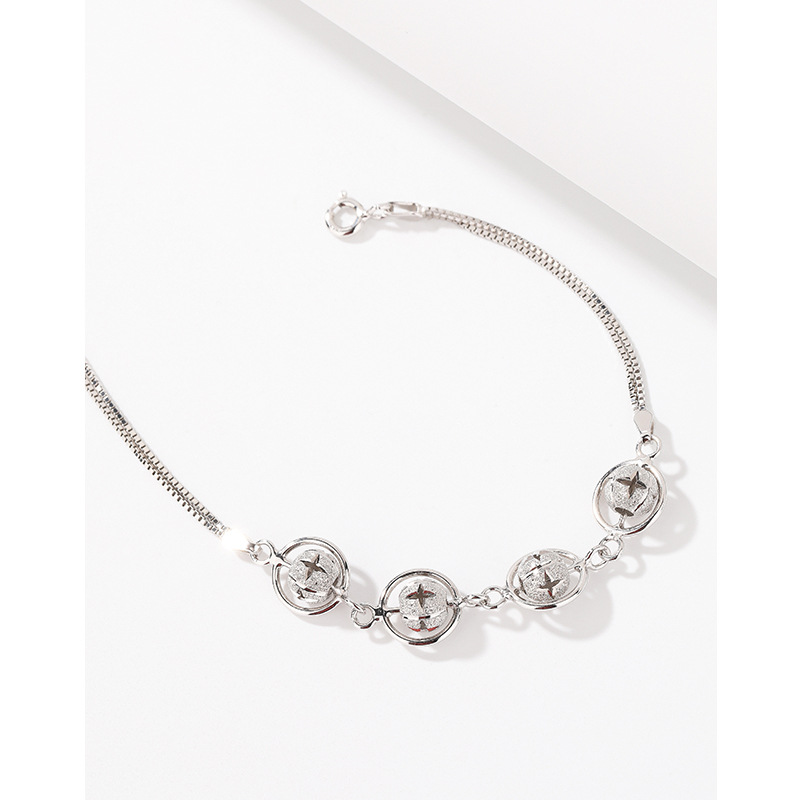 S925 plata esterlina esmerilado pulsera de cuentas para mujeres ins simple luz de lujo nicho diseño exquisito de alto grado novias pulsera