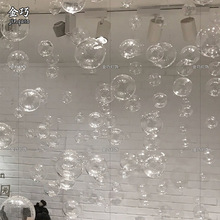 酒店玻璃空心球裝飾圓球空中吊飾天花吊頂泡泡球掛飾創意店鋪燈飾