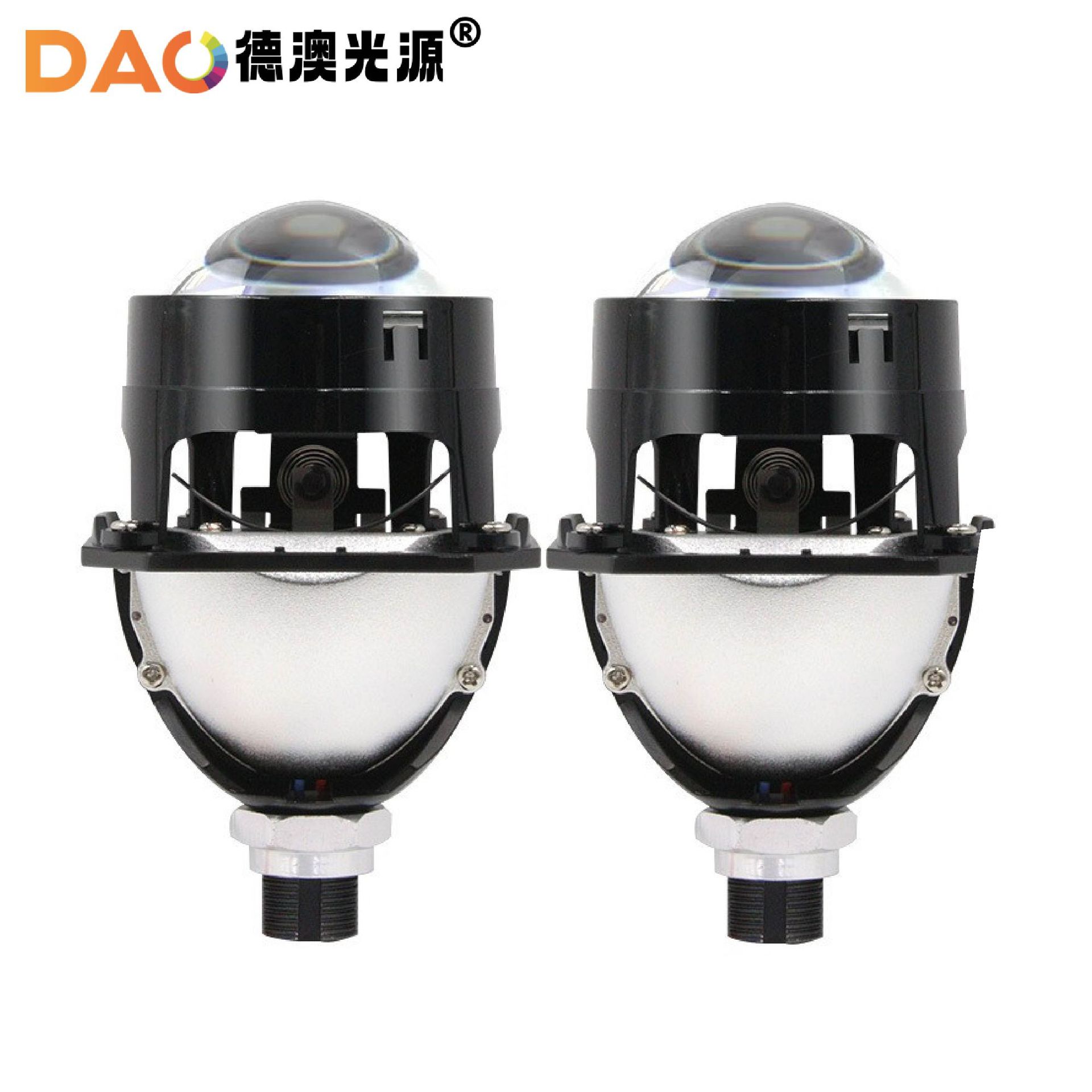 Coche de 2,5 pulgadas doble lente de disparo directo doble efecto láser coche faros LED super brillante luz lejana y cercana 12V