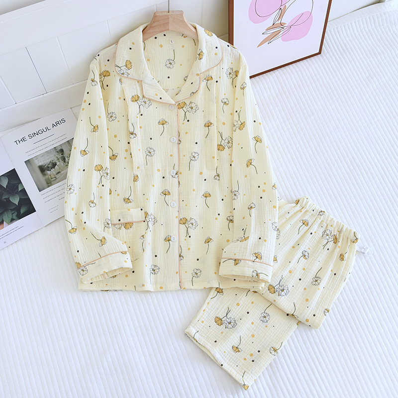 코튼 크레이프 옷깃 로터스 감금 의류 세트