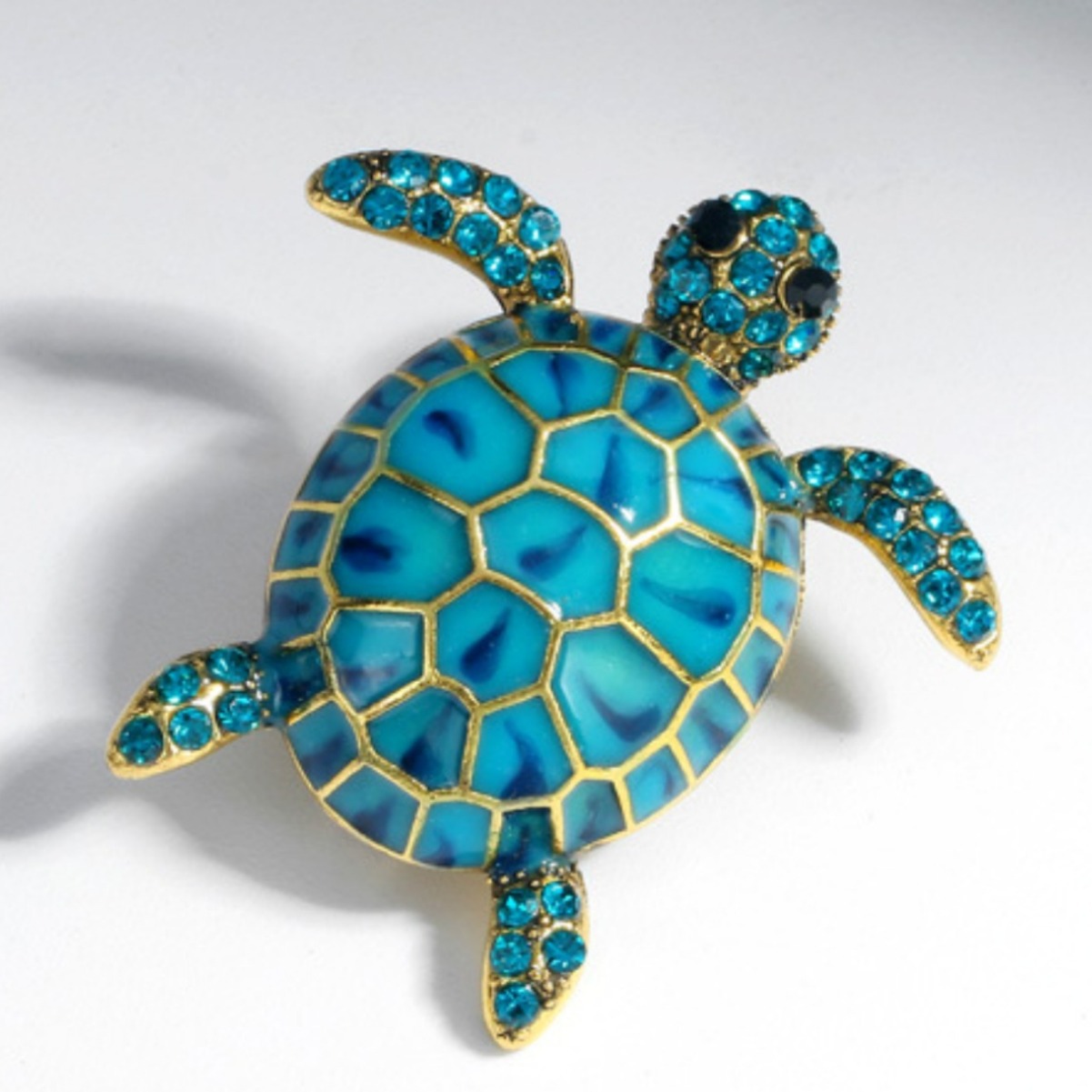 Moda europea y americana creativa tortuga animal broche personalidad exagerada gota de diamante aceite insignia retro pin accesorios broche image 4