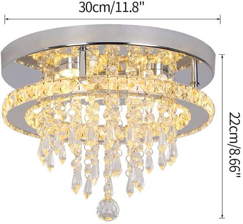 Crystal ceiling lamp round light luxury modern aisle corridor simple balcony entrance ceiling lamp creative bedroom lamps
