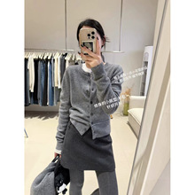 现 2025冬季新款韩国东大门淑女高腰排扣A版羊毛呢半身裙