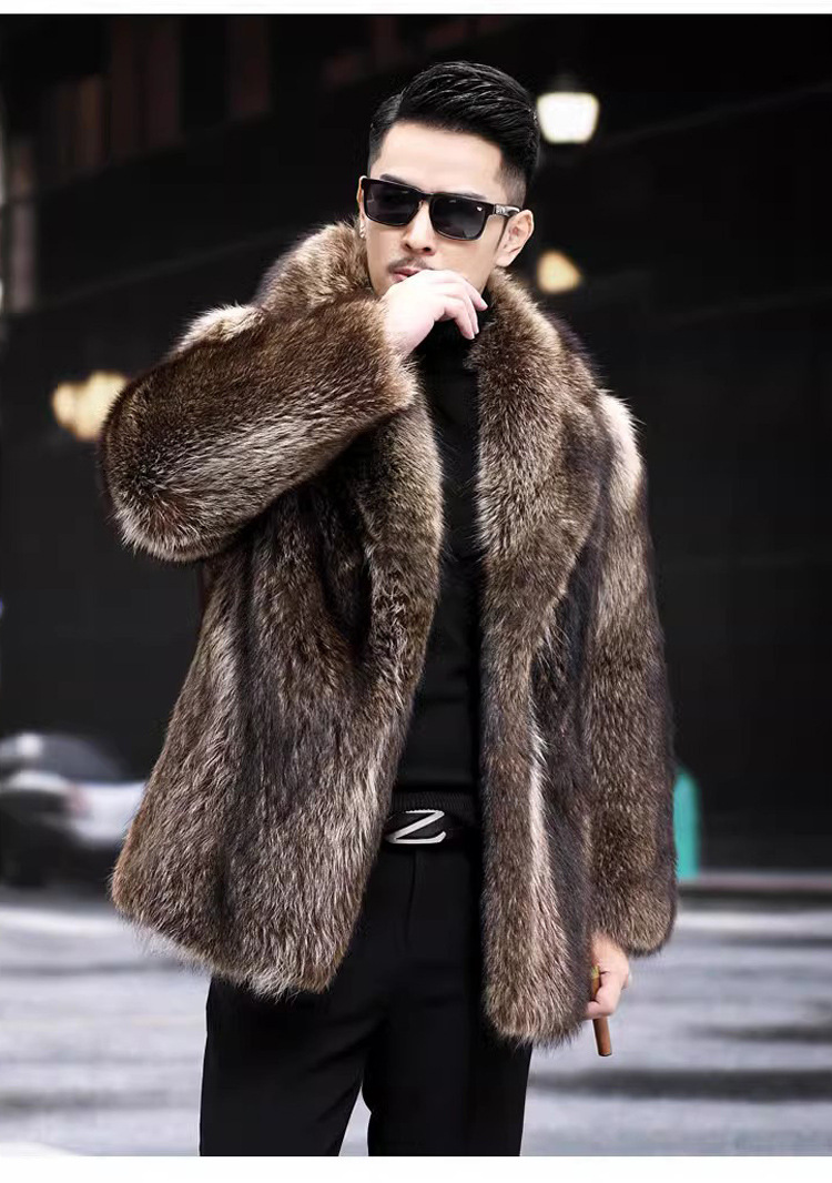 Mens Fur Coat Mink Coat Mid-length Imitation Fur Fox Fur Mink Fur