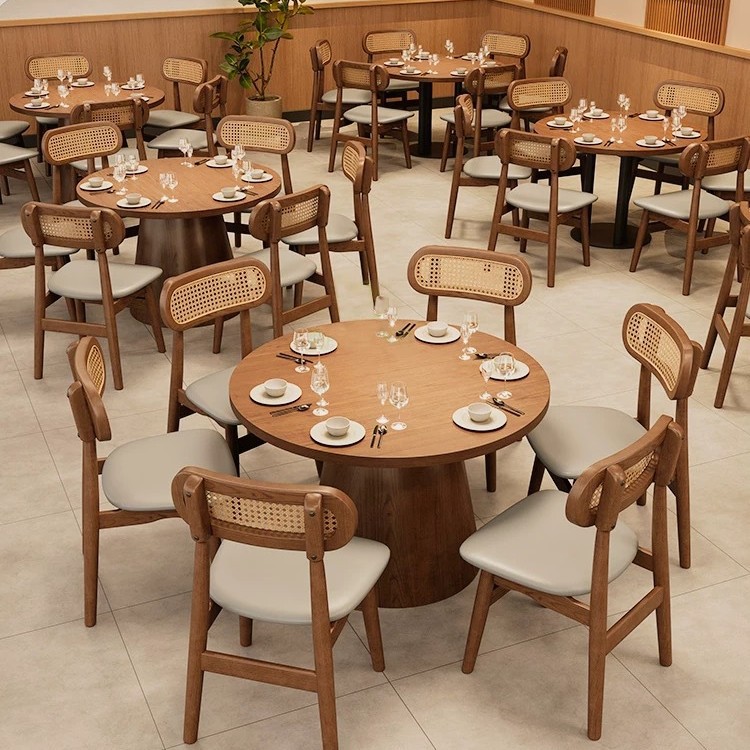 Solid wood rattan chair, Nordic style, for home living room, trendy backrest stool, simple modern design, suitable for hotels and homestays, Chandigarh chair