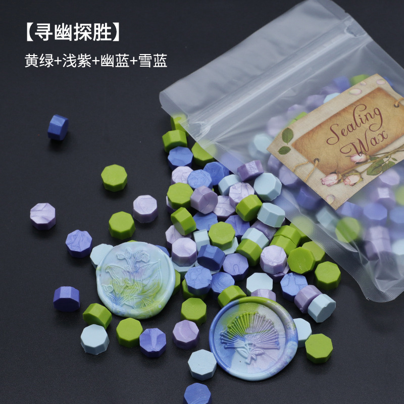 Ocho-lado fuego pintura cera grano mezclado color 35g bolsa de embalaje fuego pintura cera sello al por mayor sobre DIY mano cuenta de sellado Uso de cera