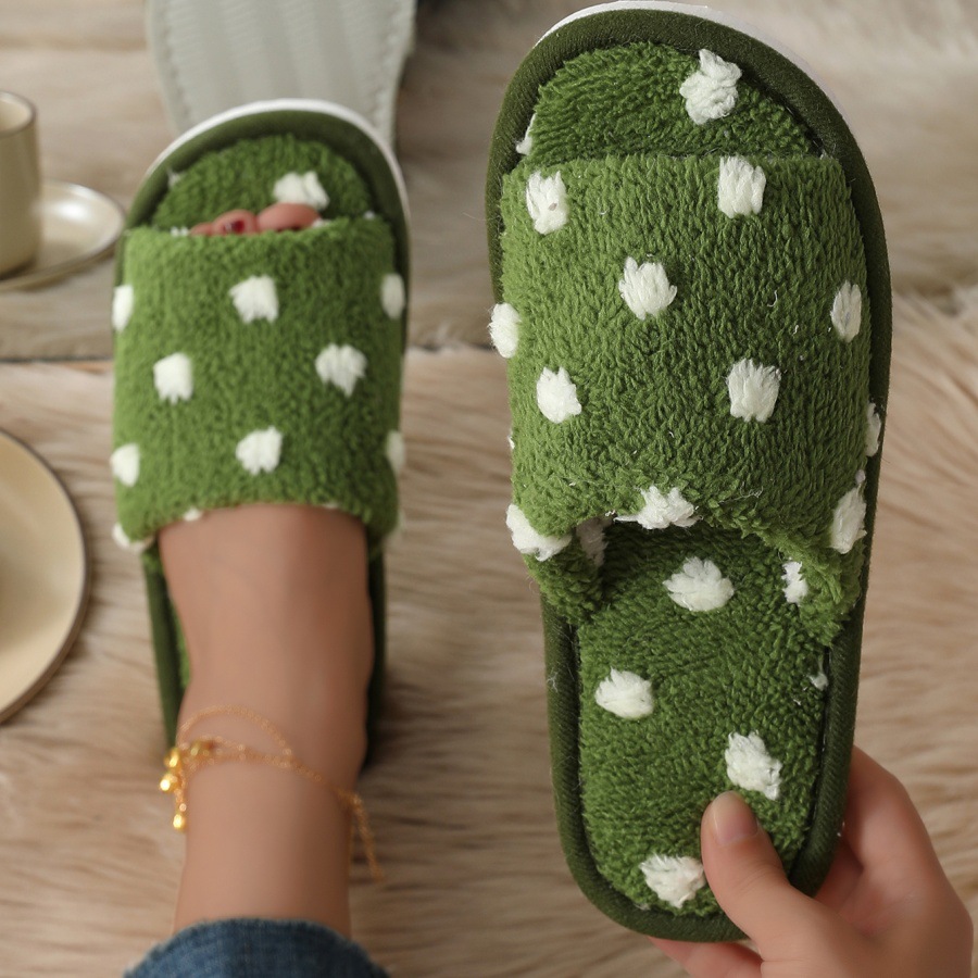 punto de onda transfronterizo cruzado zapatillas de algodón de dedo abierto interior mujer casa antideslizante silencioso fábrica de zapatillas suaves al por mayor