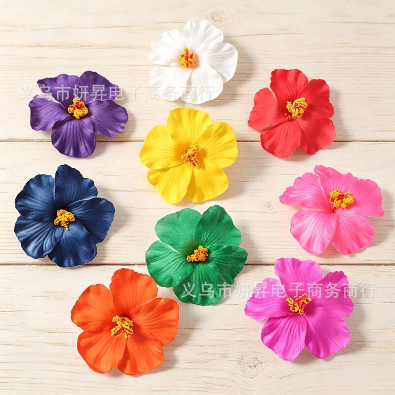 Cross-Border Hot-Selling 9.5cm Artificial Hibiscus Flower Hair Clip Headpiece Eva Plumeria Hawaiian Flower Bohemian Style