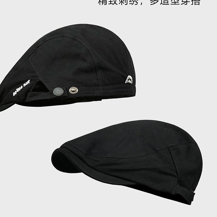 反戴贝雷帽男日系文艺复古鸭舌报童帽春夏时尚刺绣百搭前进帽子女|undefined