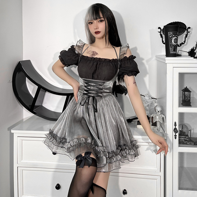 Gothic Style Backless Mesh Straps Tutu Skirt NSGYB116284