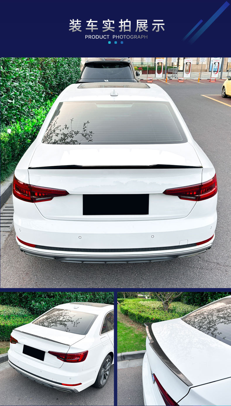 Applicable to Audi A4 B9 S4 2017-2024 M4 model top wing tail duckling tail fixed wing modification parts