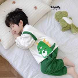 儿童睡衣套装冬季法兰绒2025新款男童保暖家居服宝宝男孩两件套潮