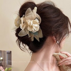 メッシュスーパーフェアリードライローズフォレストローズフラワーグリッパー女性のハイエンドサメクリップ甘いヘアピンヘッドアクセサリー