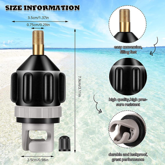 Rubber boat inflatable pump conversion air nozzle surfboard assault boat kayak fishing boat air nozzle connector paddle board accessories