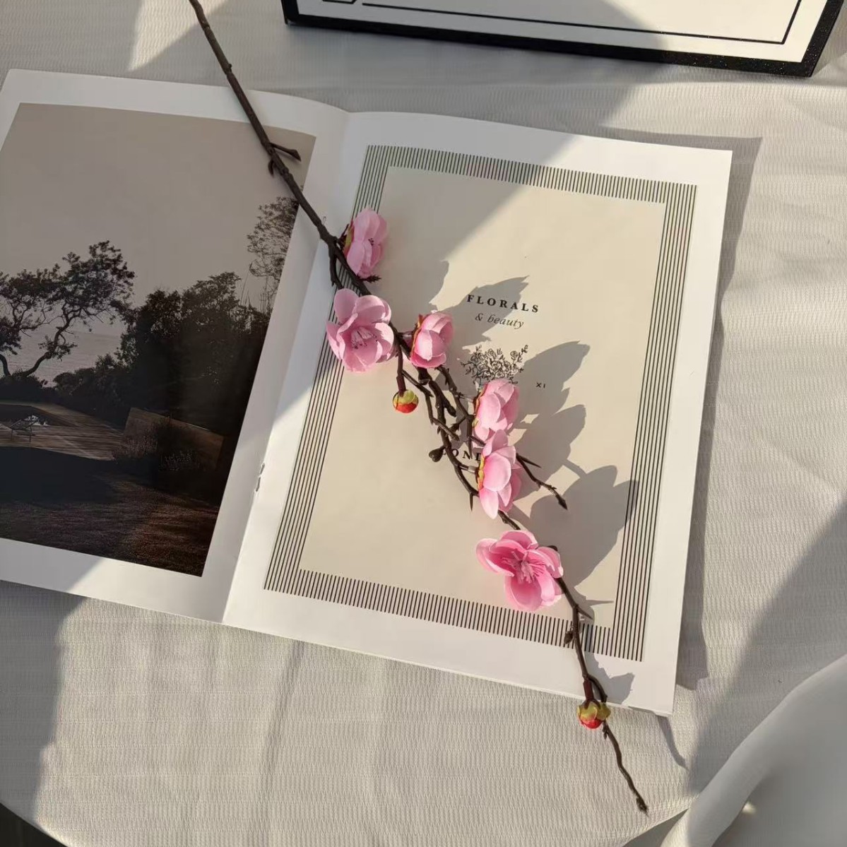 Simulación flor de ciruela estilo chino decoración de flores para el hogar arquitetura floral pastoral rama de ciruela props de disparo flor artificial explosión transfronteriza