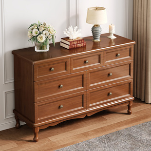 C^Solid Wood Chest of Drawers American Storage Cabinet Living Room Wall Bedroom Storage Cabinet Bedside Cabinet Drawer Cabinet Storage Cabinet Five Drawers