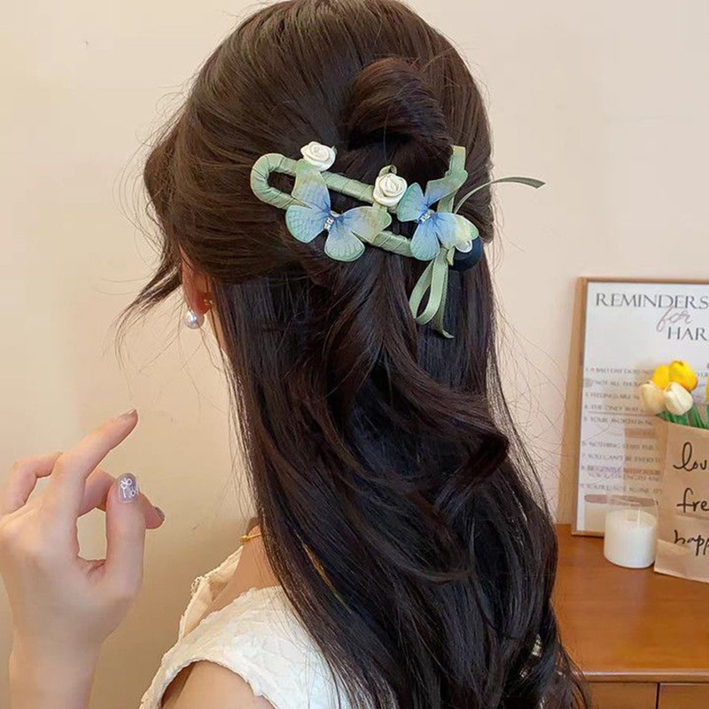 Gran arco clip de cabello de alta sensación clip de boca de pato nuevo clip de cabeza de mujer temperamento clip de tiburón clip de cabello