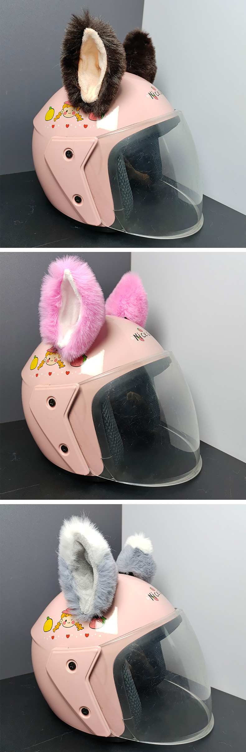 Ski Helmet Decoration Handmade Color Matching Plush Cat Ear Decoration Electric Vehicle Motorcycle Helmet Universal Accessories