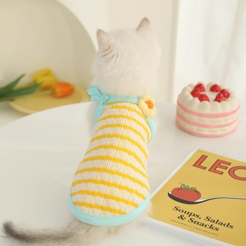 Ropa de gato de verano anti-pelusa de tela muñeca gato primavera y otoño gatito de verano Sling gatito mascota gato Delgado chaleco