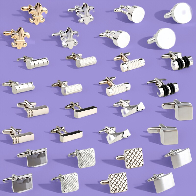 Dongguan Chang'An Spot Cufflinks Rectangular Square Cylinder Matte Brushed Round Metal Cufflinks Cuff Nails