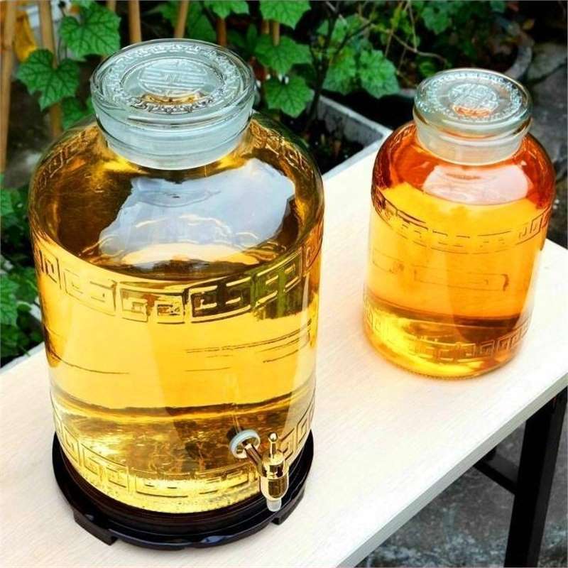 JI5斤10斤20斤40斤50玻璃泡酒瓶带龙头泡酒坛酒缸孝素桶密封保鲜