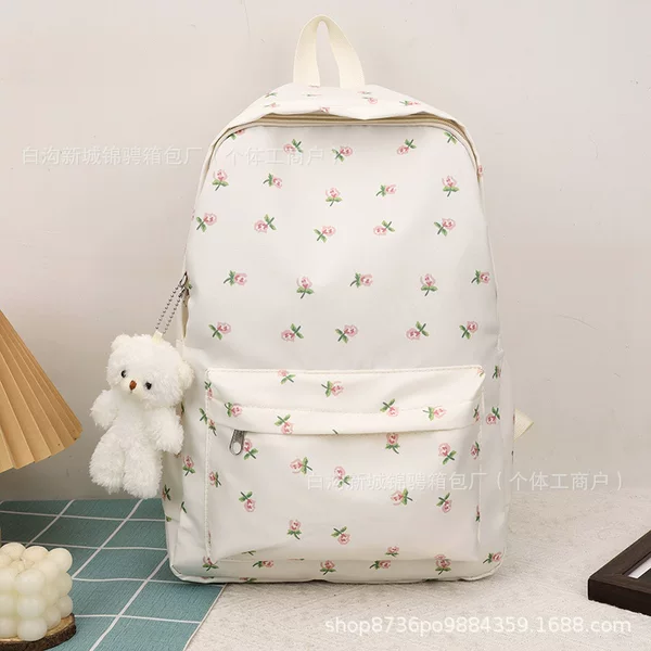 Fresh Style Floral Bag Women's Senior high school Junior Students College Style Mori Girl's Backpack Harajuku Travel Backpack Women