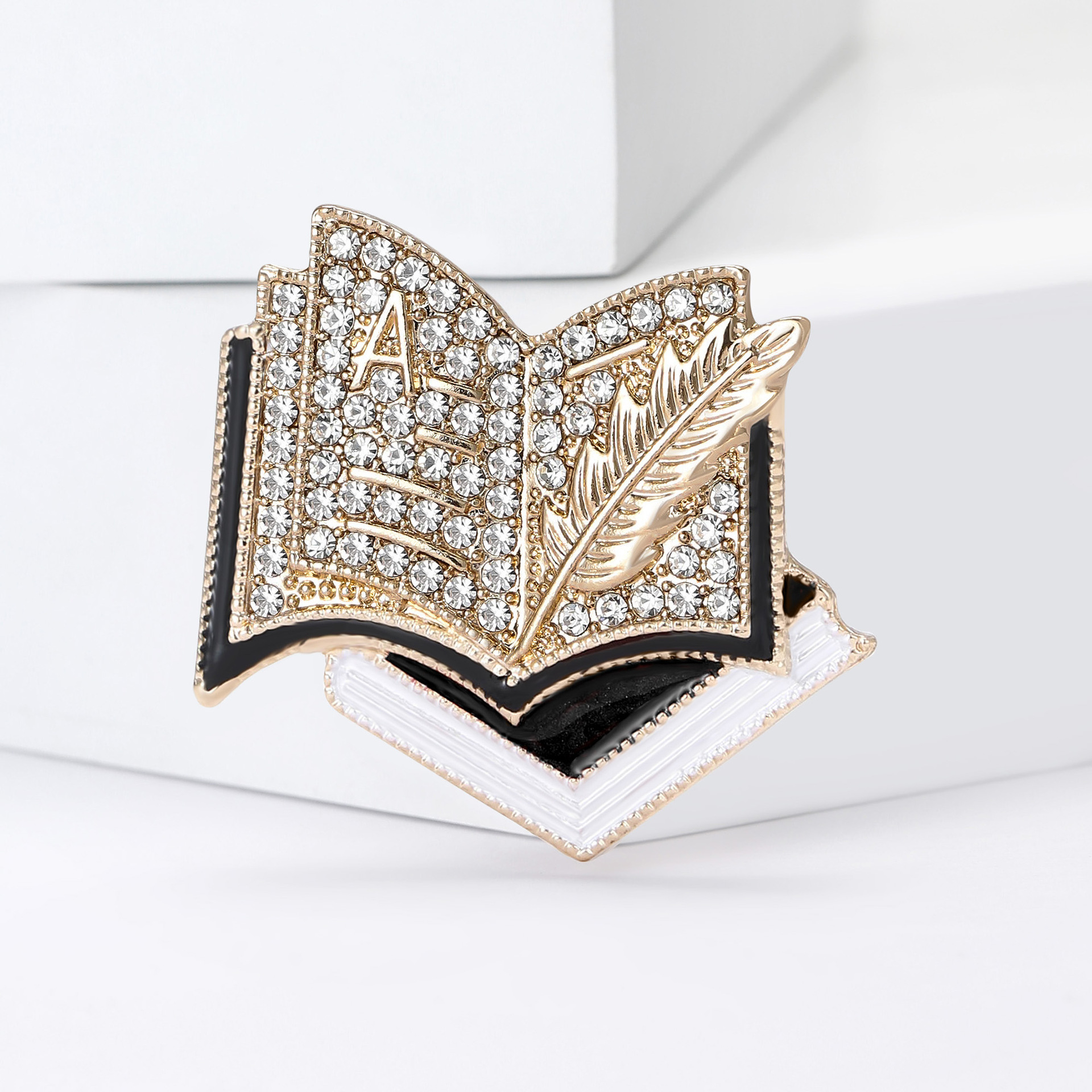 New European and American enamel rhinestone book-shaped brooch, exquisite accessory for men's and women's clothing: BR4722