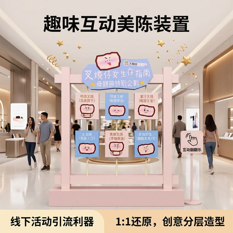 Customized Pvc 3D Interactive Flip Cards, Erasable and Movable, for Mall Event Setup and Check-In Props