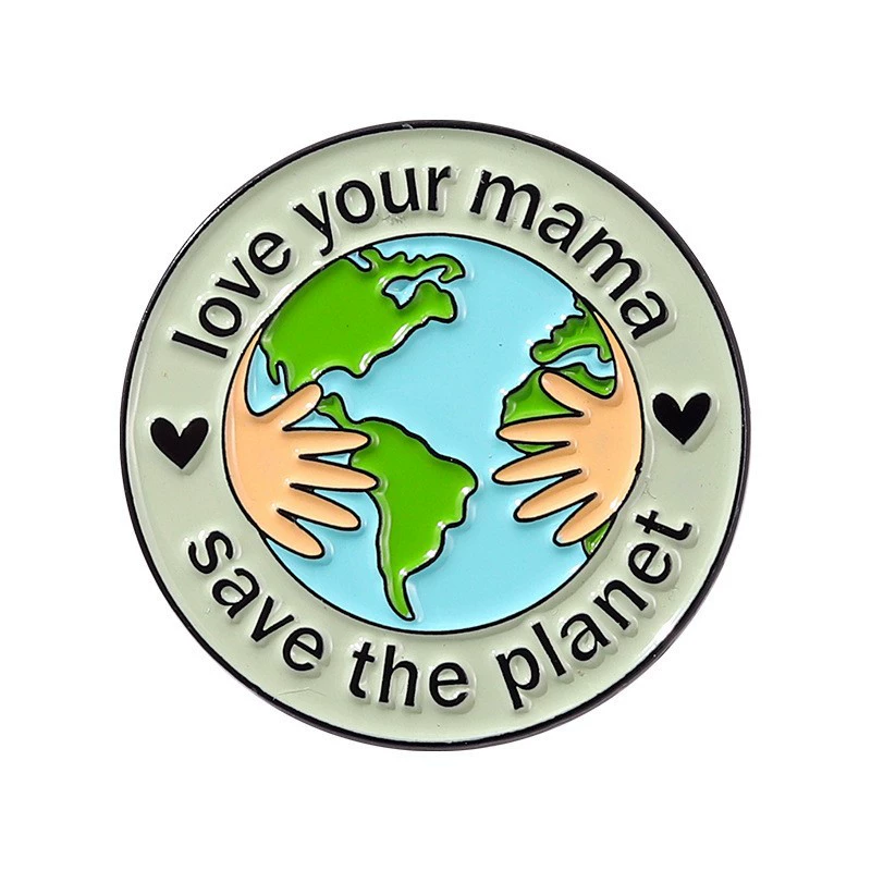 Экологичные эмалевые булавки-подвески, медали Earth-Love, зелёные экологические значки круглые, assorted designs