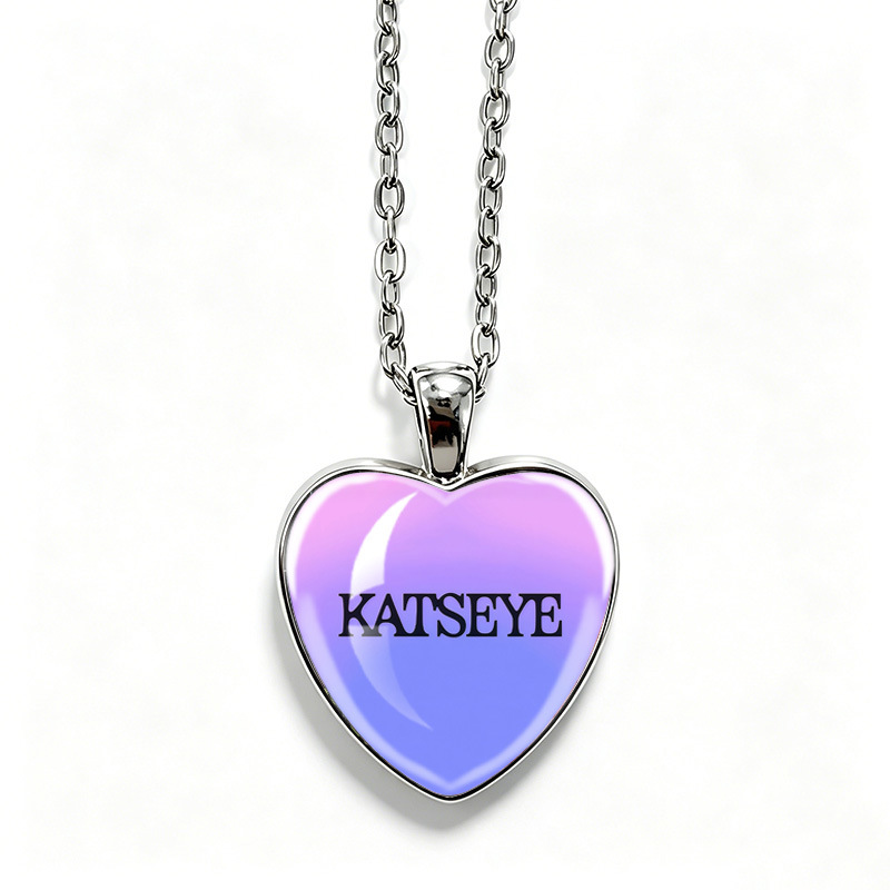 Cross-border KATSEYE heart-shaped alloy necklace, Korean girl group fan support accessory, trendy and cool collarbone chain