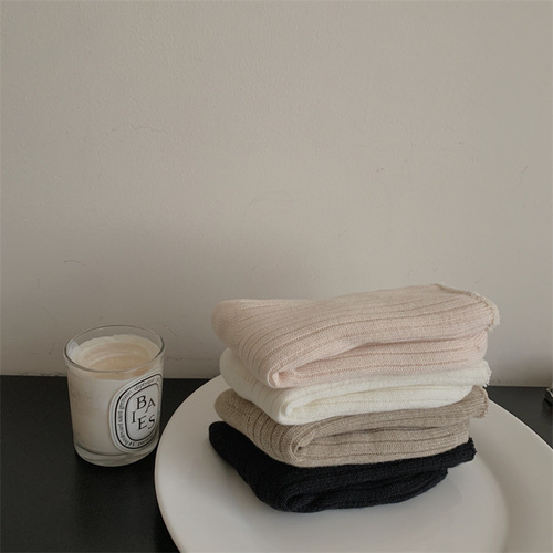 Autumn and winter solid color coral velvet double-needle cream home loose mouth confinement socks anti-slip thickened sleep floor socks