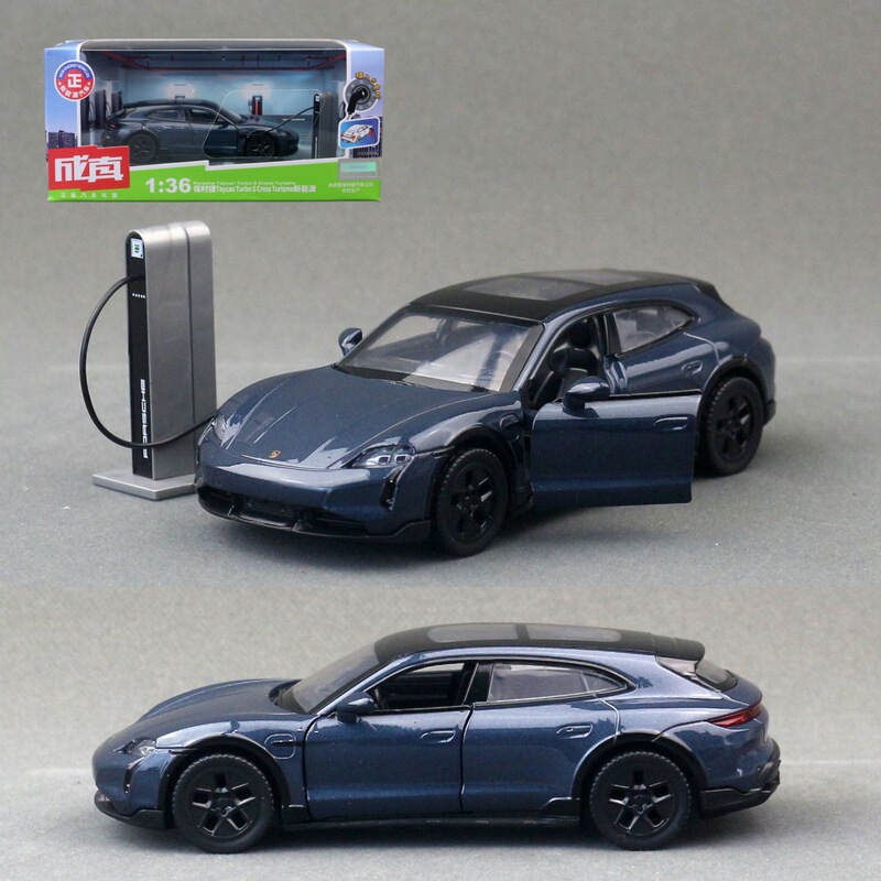 Caipo 1:36 Porsche Taycan New Energy Toy Alloy Car Model Sports Car Pull Back Sound and Light Collection 88746