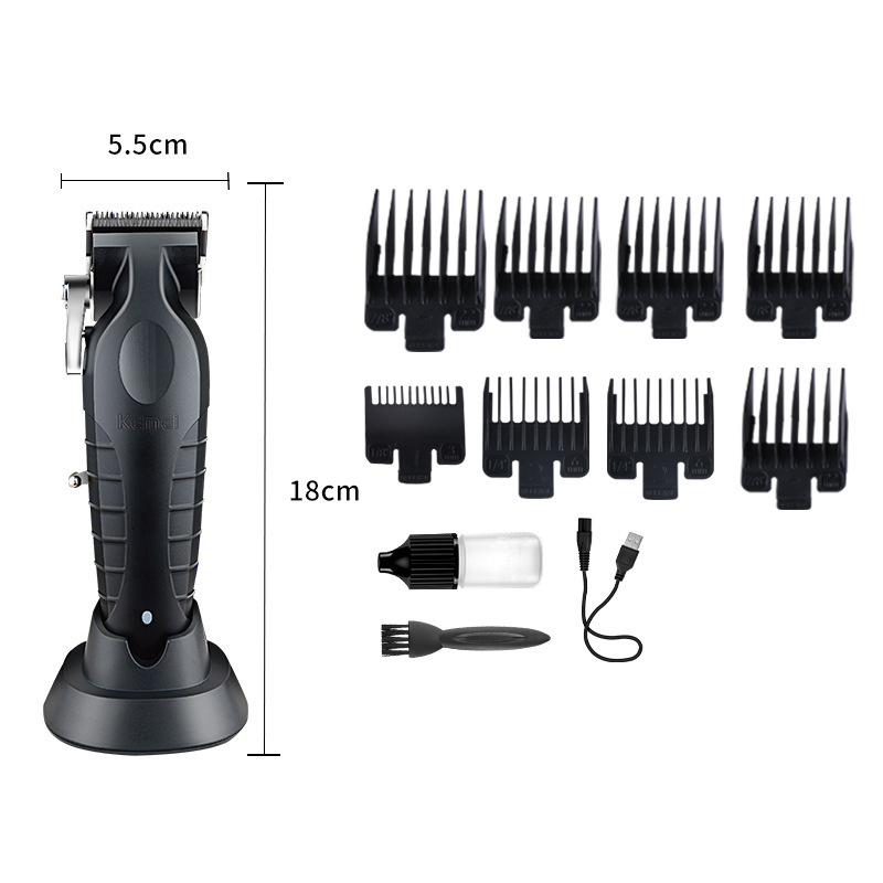 Kemei KM - 2296 transfronterizo con base de empujador eléctrico USB cabeza de aceite tallado empujador corte de pelo salón