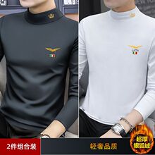 2025春夏半高领打底衫男长袖t恤中领保暖加厚春季上衣春夏男装潮