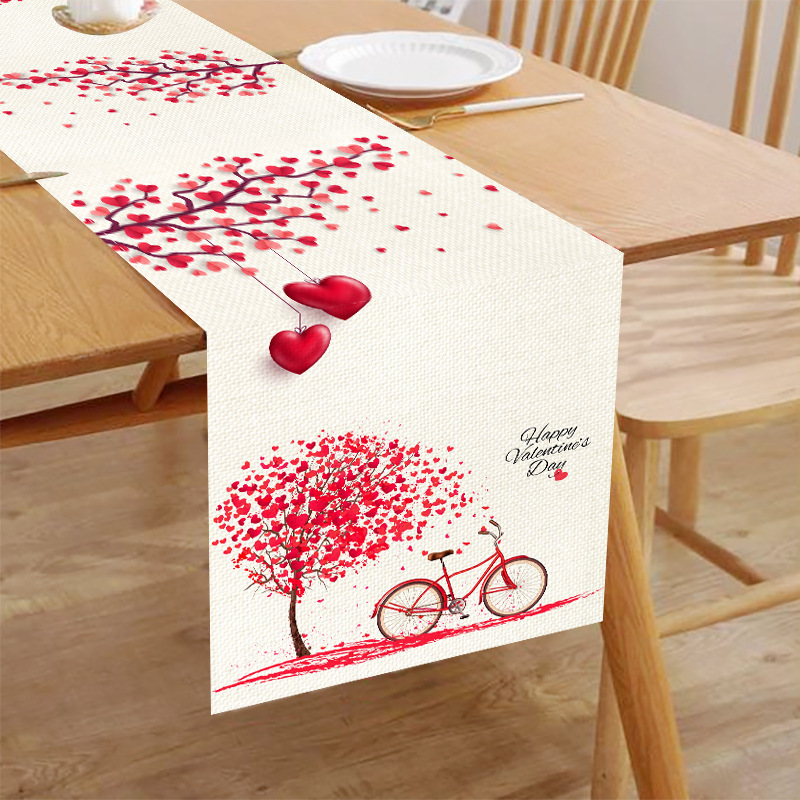 Amazon transfronterizo Día de San Valentín corredor de mesa de impresión digital huevo colorido nórdico restaurante occidental anti-fouling aislamiento térmico mantel decorativo
