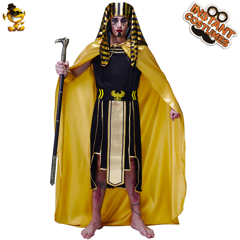 Adulto hombres egipcio traje de la etapa Faraón mascarada ropa de fiesta Cosplay traje de Halloween