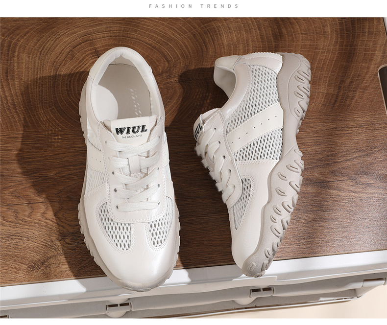 Giày sneaker nữ đế dày lưới da thật thoáng khí mùa hè 2025 phong cách Đức Huấn — Lưới JST 7233m màu, Lưới vàng JST 7233 chi tiết 13