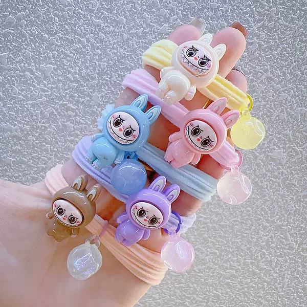 Cute Cartoon Rab Cloth Towel Ring Rubber Tendon Small Intestine Ring Hairpin BB Clip Children's Baby Hair Accessories Headdress Side Clip