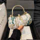 Cross Border Bag Women's New 2025 Spring Chinese Cheongsam Silk Embroidered Mouth Gold Bag Chain Shoulder Crossbody Bag Dinner