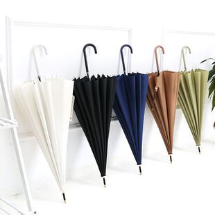 Artistic long handle umbrella female fresh couple umbrella simple solid color rain dual-use windproof automatic umbrella student goddess