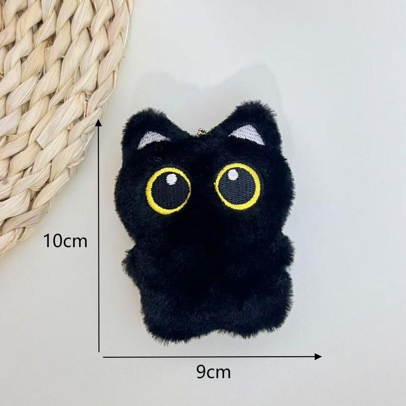 卡通大眼黑猫玩偶毛绒公仔吱吱叫可爱黑色小猫咪背包挂件辅料批发|undefined