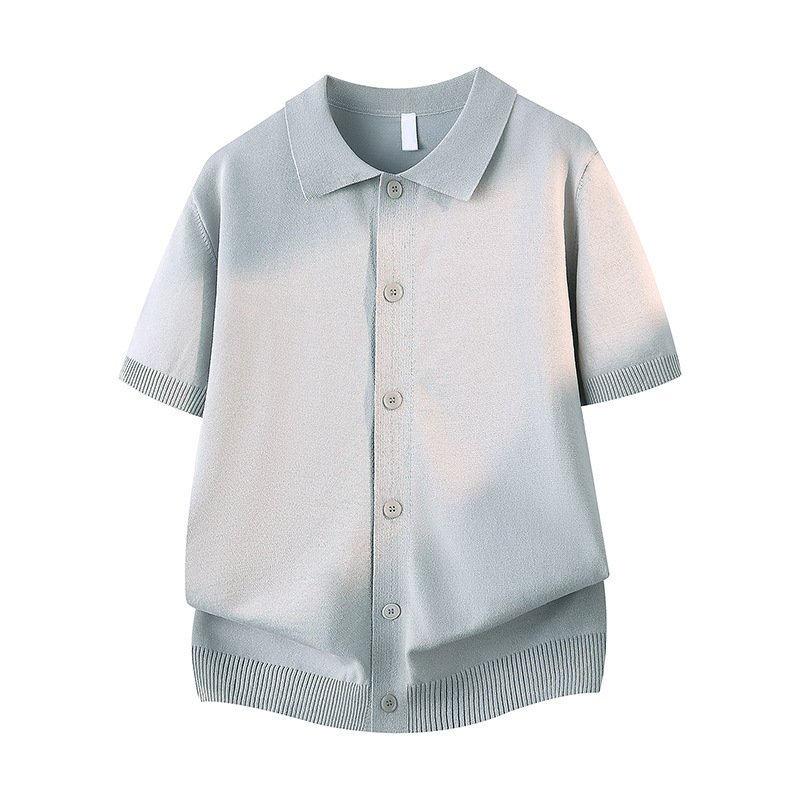 Polo camiseta collar camiseta de punto camiseta de manga corta camiseta de hombre cardigán botón de fila viejo viento de hielo de verano fábrica transfronteriza al por mayor
