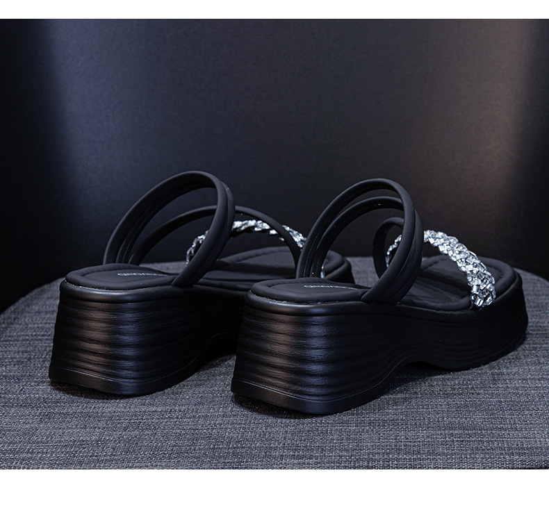 Dép sandal nữ quai chữ V đế dày tăng chiều cao, phong cách tiên nữ, đi được hai kiểu — M2902 màu đen, M2902 màu bạc, M2902 màu be chi tiết 30
