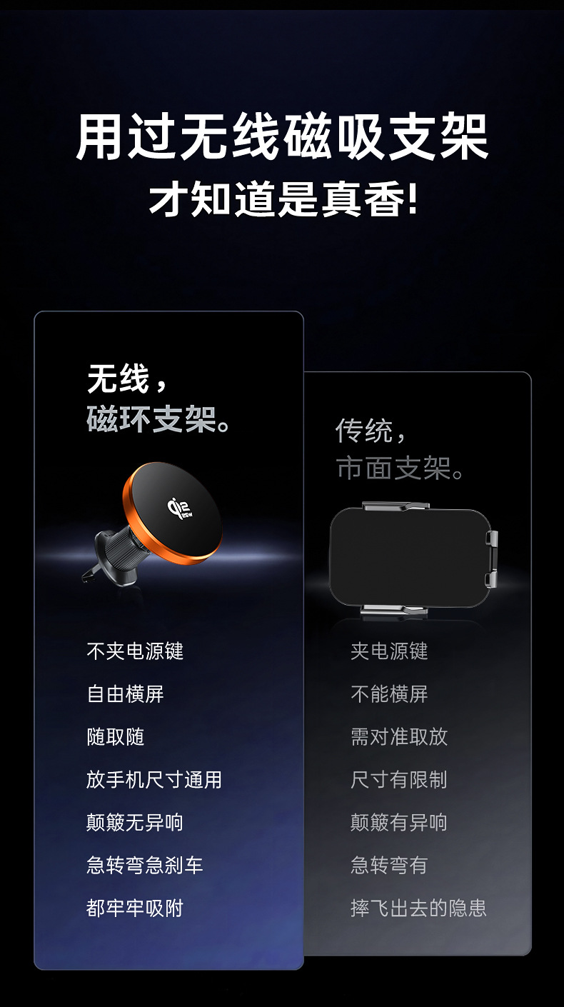 Customized Logo New Qi2.2 Certified 25W Wireless Charging Phone Holder Cooling and Heat Dissipation Car Mount