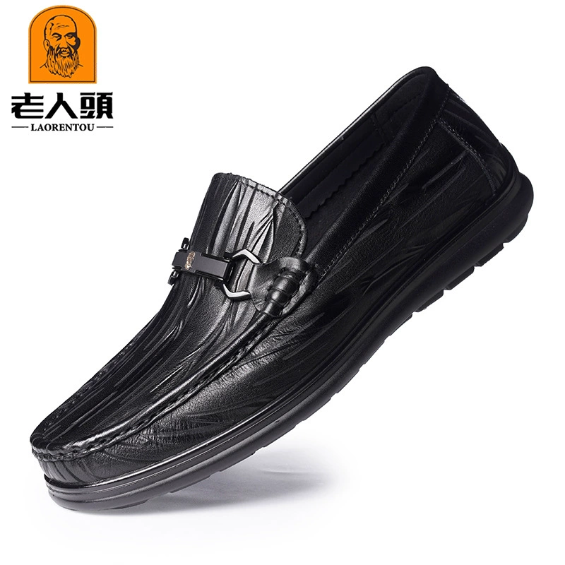 Старик голова мужская повседневная кожаная обувь костюм натуральная кожаная обувь удобно носить педаль и снимать мягкую повседневную обувь Lefu 761