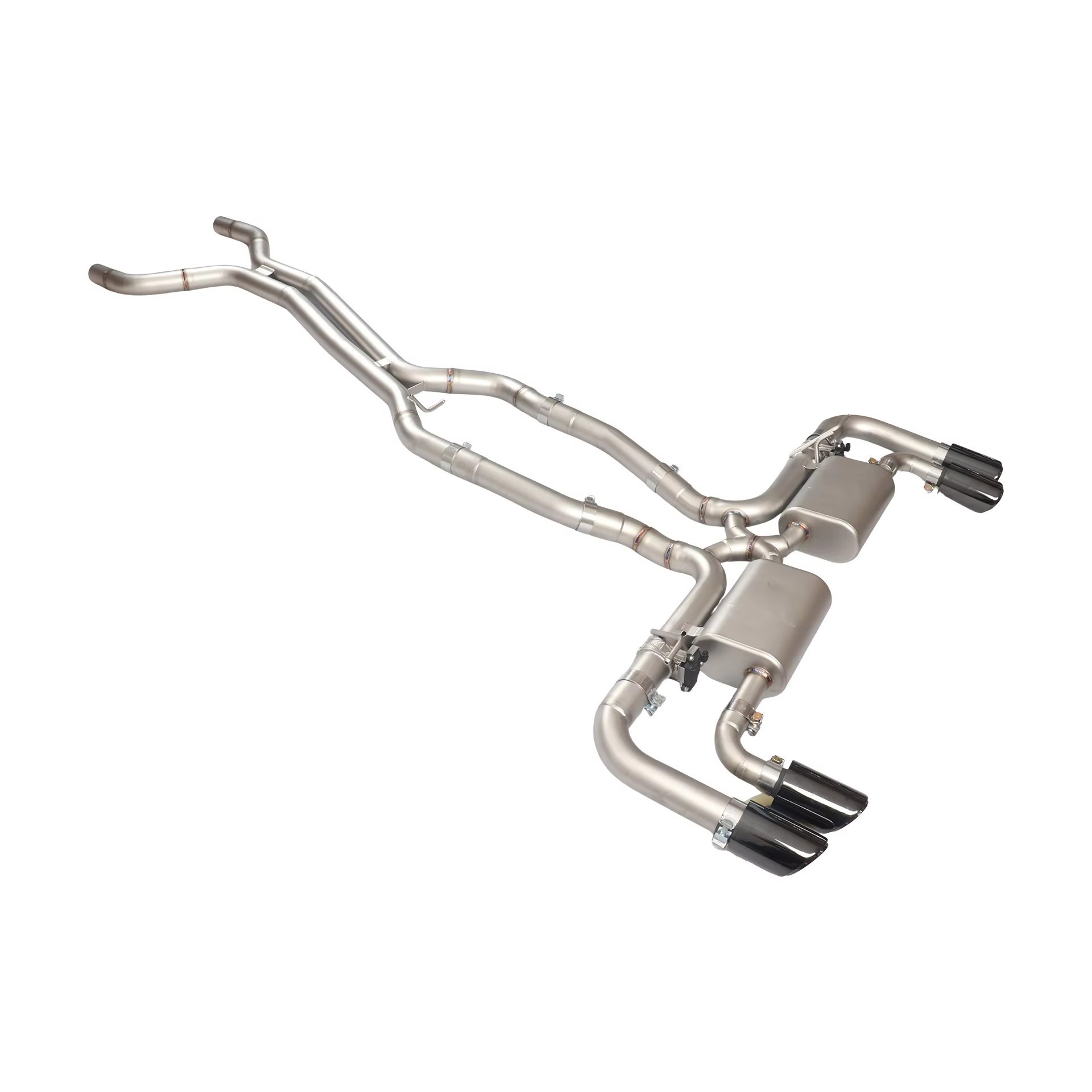Suitable for Porsche Cayenne 958 3.0T 4.8T mid-to-rear dual-side four-outlet exhaust pipe with valve
