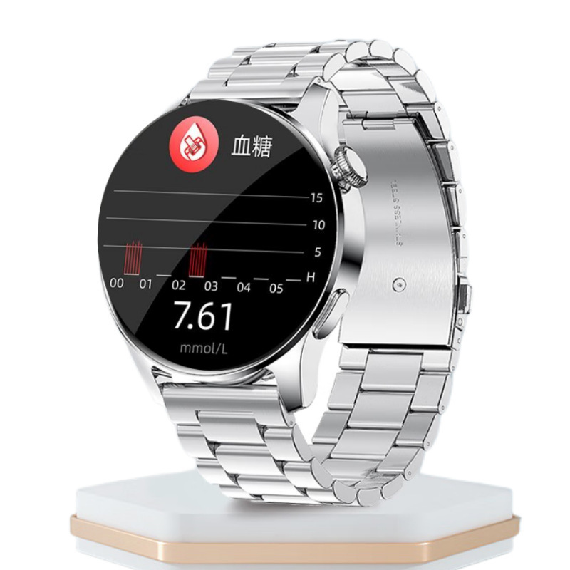 ST5 혈당측정기 실버 대나무 스틸 스트랩(무선충전)