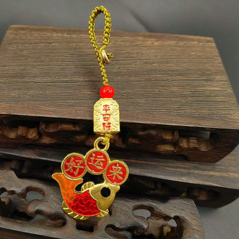 新しい国民トレンド絶妙なキーホルダー古代スタイルの安全ひょうたん車のキーホルダーペンダントユニセックス祝福ギフト|undefined