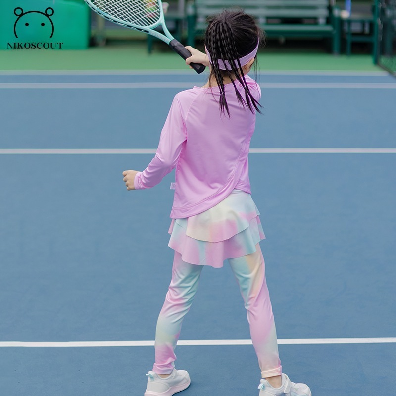 速乾性衣類女の子トレーニング秋長袖子供スポーツウェアスーツプロバドミントンバスケットボールランニングヨガ服|undefined